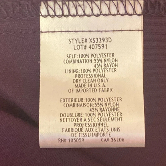 Xscape Dress Lace Cap Sleeve Sheer Side Ruffles Open Back Plum Purple size 4 - Picture 6 of 8